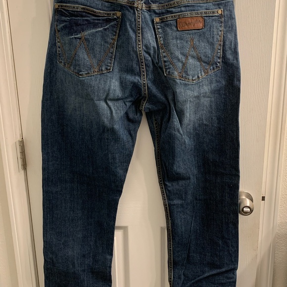 Wrangler Retro Slim Straight Blue Jeans 36x34 - Picture 14 of 15